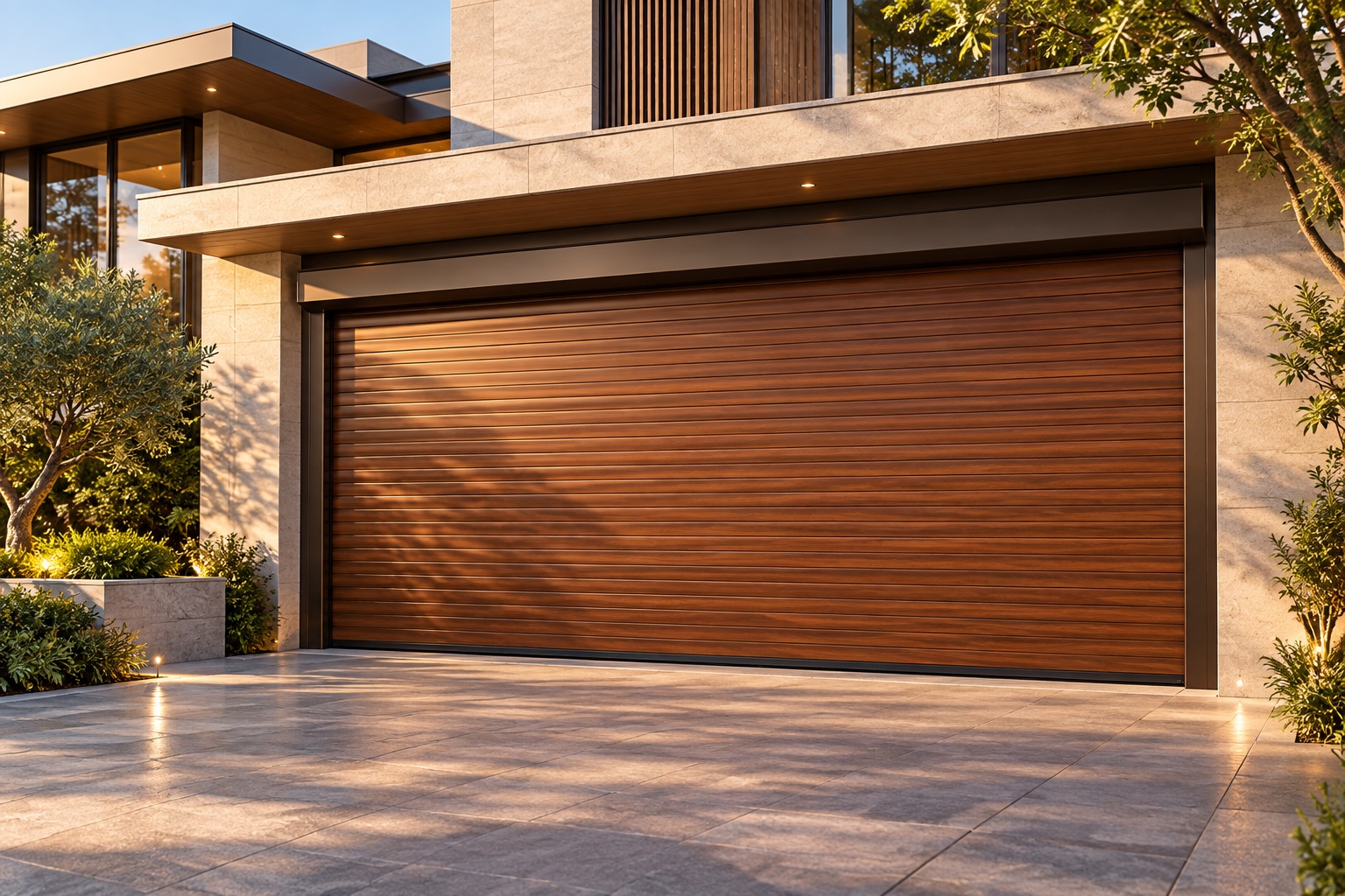 Woodgrain aluminium roller shutter garage door